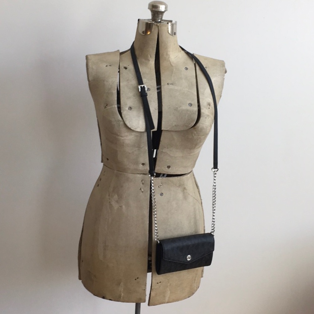 Michael Kors Black Crossbody with Silver Chain